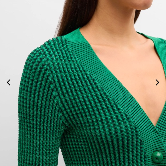 Simon miller peep textured knit cardigan in gummy green - Picture 6 of 7